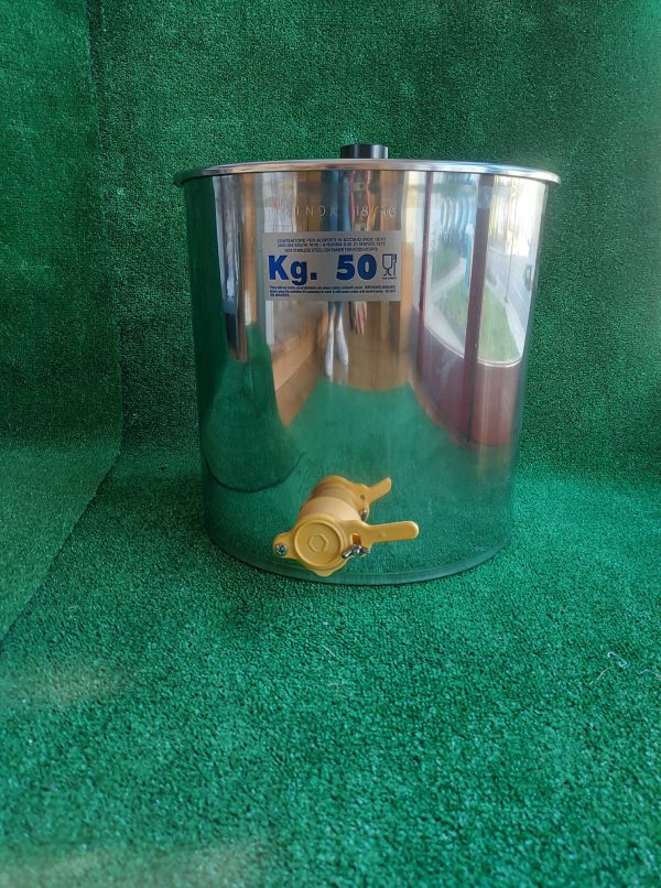 Bidão inox 50kg com tampa com torneira